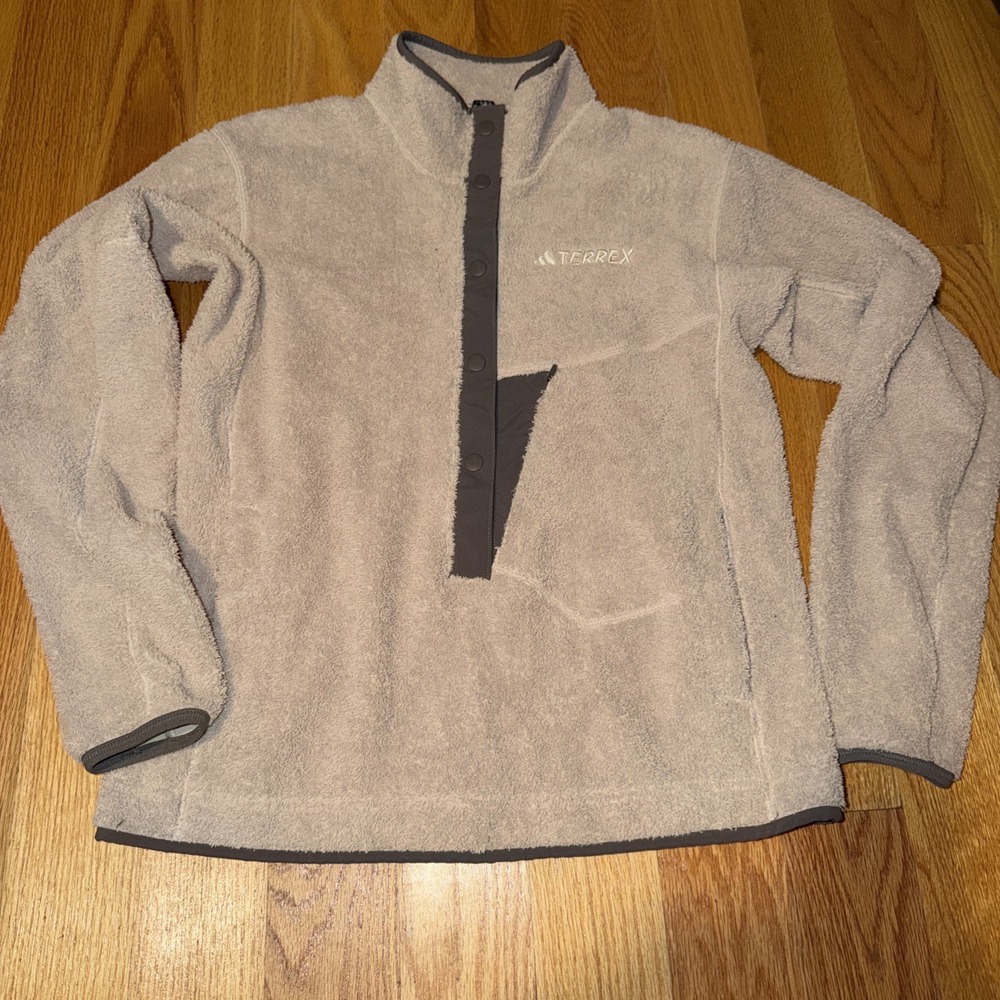 Adidas Terrex Womens Organiser Xploric Pile Snap Fleece Pullover XSmall Beige